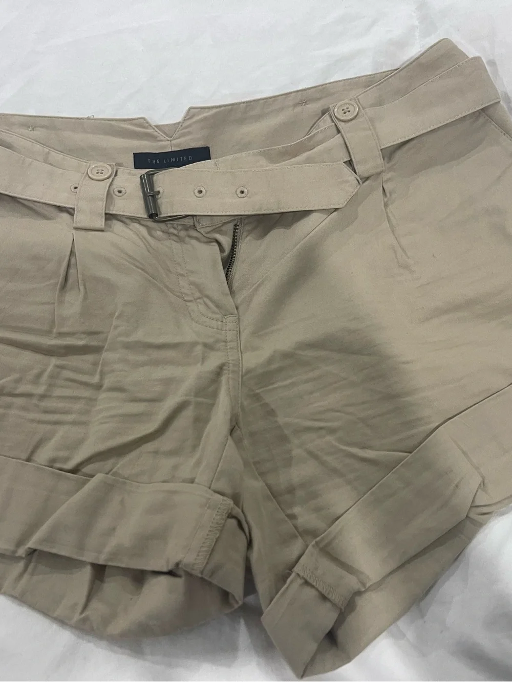 The Limited Women's Tan High-Waist Belted Bermuda Shorts